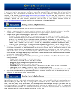 Creating a Resume in Optimal Resume Creating a Letter in Optimal
