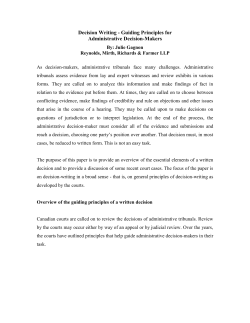 Decision Writing - Guiding Principles for Administrative Decision