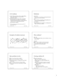 3.3.3 Coalitions Definitions Examples of Coalition structures Why