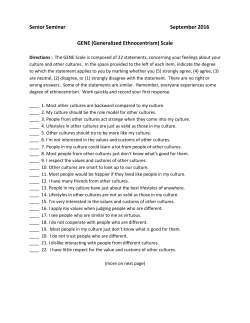 (Generalized Ethnocentrism) Scale