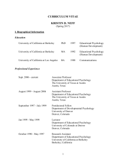 cummulative faculty record for kristin neff - Self