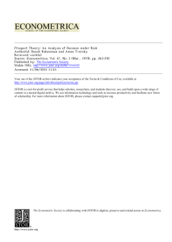 Prospect Theory: An Analysis of Decision under Risk