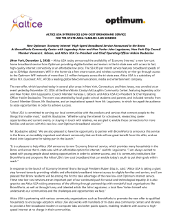 01.12.2016 ALTICE USA INTRODUCES LOW