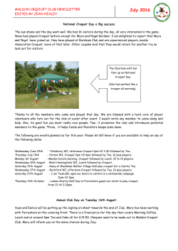 Maldon Crqouet Club newsletter Edited by Jean
