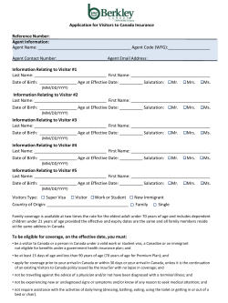 Application for Visitors to Canada Insurance