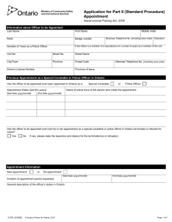 Application for Part II (Standard Procedure) Appointment