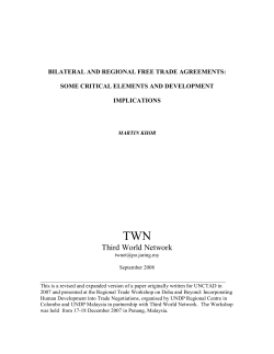 bilateral/regional free trade agreements: an