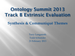 Ontology Summit 2013 Track B Extrinsic Evaluation Synthesis