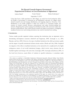 II.3 &ndash; Elected Councils and Local Governance in Afghanistan