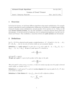 Lemma of Gessel Viennot 1 Overview 2 Definitions