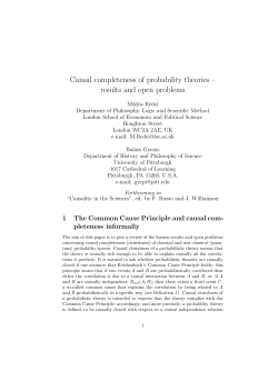 Causal completeness of probability theories &ndash; results and open
