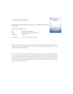 Clinical Nurse Leader Integration Into Practice: Developing Theory