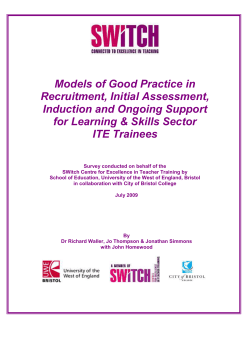 Models of good practice in recruitment, initial assessment, induction