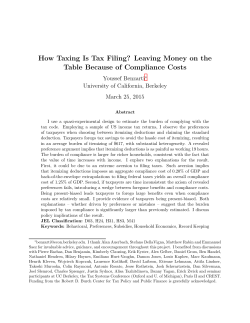 How Taxing Is Tax Filing? Leaving Money on the Table Because of