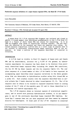 Nucleotide sequence definition of a major human repeated DNA, the