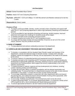 Head of ICT and Computing Department, Job Description, Central
