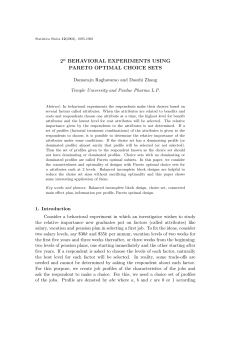 2n BEHAVIORAL EXPERIMENTS USING PARETO OPTIMAL