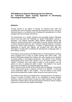 CEO Melbourne Speech Pathology Service Delivery: An Individual
