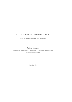 NOTES ON OPTIMAL CONTROL THEORY with economic models