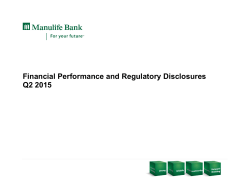 Financial Performance and Regulatory Disclosures Q2 2015