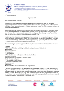 12th September 2016 Kingswood 2016 Dear Parents/Carers