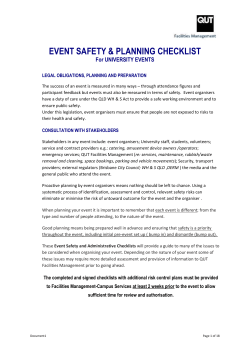 Event Safety Checklist - QUT | Facilities Management