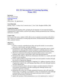 EIL 223, Intermediate II Listening/Speaking - Assessment