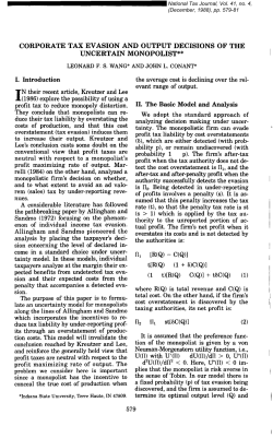 CORPORATE TAX EVASION AND OUTPUT DECISIONS OF THE