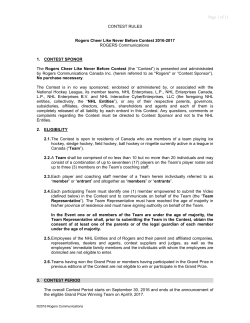 See Contest Rules - Rogers Hometown Hockey