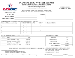 entries close as of - WV State Bowling Association