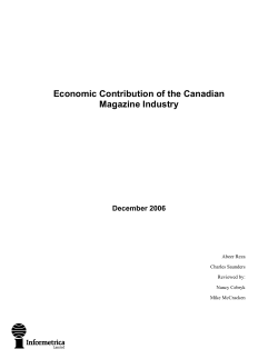Interim Report on the Impact of the Canadian Magazine Industry