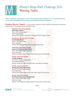 Moody`s Mega Math Challenge 2016 Winning Teams