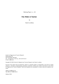Free Riders in Tourism - Center for Regional