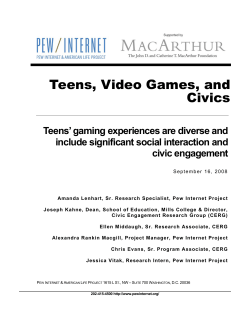 Teens, Video Games, and Civics