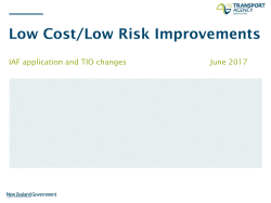 Assessment Framework to Low Cost/Low Risk improvements