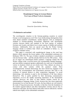 Morphological Change in German Dialects Two Cases of Plural