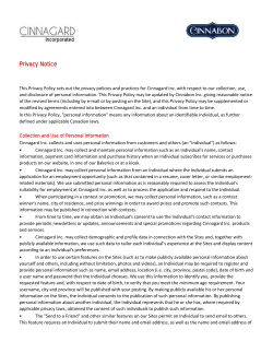 Privacy Notice - Cinnabon&copy; Canada