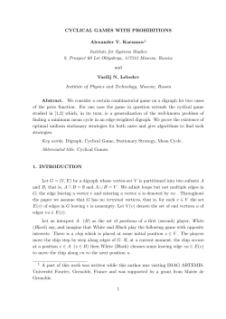 CYCLICAL GAMES WITH PROHIBITIONS Alexander V. Karzanov