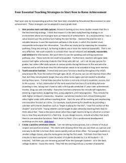 Four Essential Teaching Strategies to Start Now to Raise Achievement