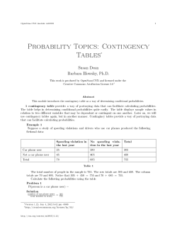 Probability Topics: Contingency Tables