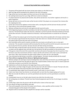 Intramural Flag Football Rules and Regulations 1. The game will be