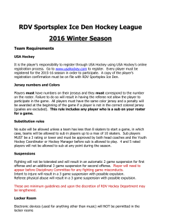 RDV Sportsplex Ice Den Hockey League 2016 Winter Season