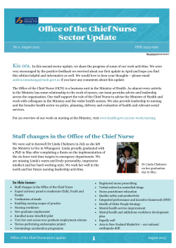 Office of the Chief Nurse Sector update August
