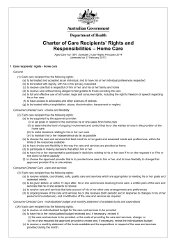 Charter of Care Recipients rights and responsibilities