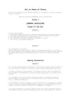 Act on Games of Chance Title I GENERAL PROVISIONS Scope of