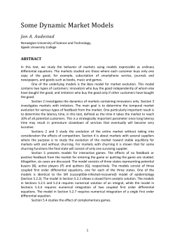 Some Dynamic Market Models