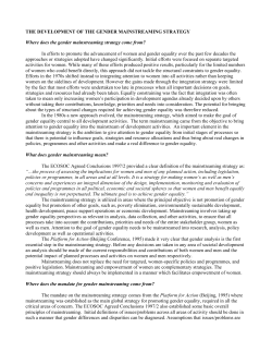 The Development of the Gender Mainstreaming Strategy