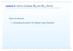 Lecture 3: How to Compute H2 and H&infin;