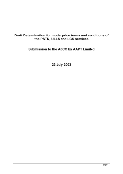 Draft Determination for model price terms and conditions of