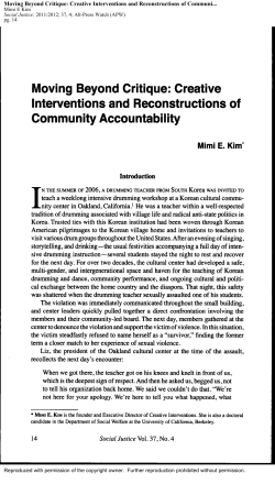 Moving Beyond Critique - Community Accountability